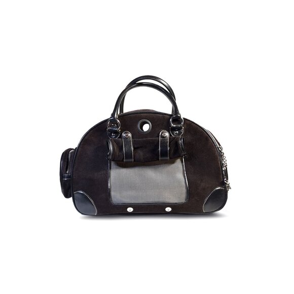 RARE Vintage Juicy Couture Dog Carrier Brown Velour Medium Size - Picture 6 of 10